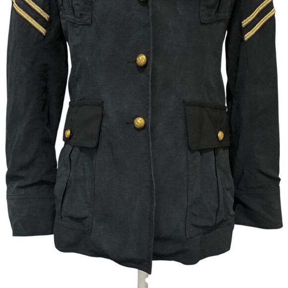 Smythe Military Style Jacket Black Fade Gold Embellished Button Up Blazer Size 2 - Picture 5 of 11